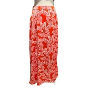 NWT Sincerely Jules Silky Orange & Pink Midi Skirt size L
